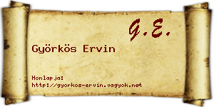 Györkös Ervin névjegykártya